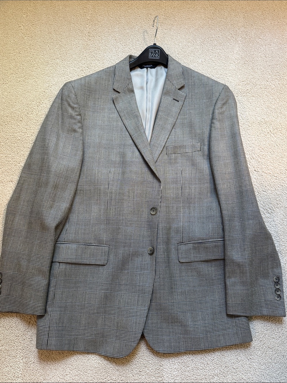 Jos. A. Bank Gray Glen Plaid Sport Coat - 46 Long